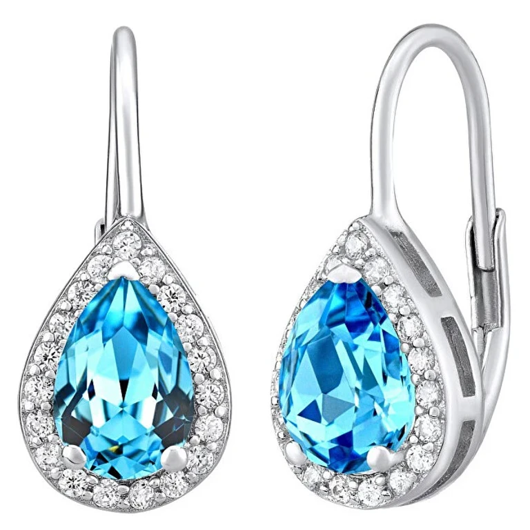 Orianna Silver Earrings with Synthetic Topaz Lps0341Bt