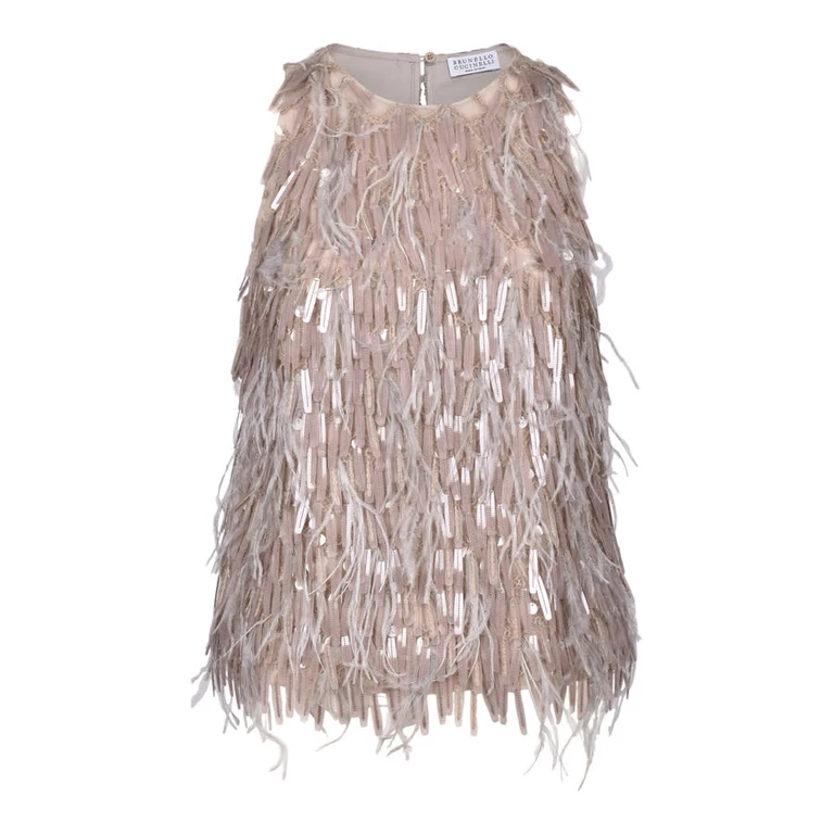 Sand Silk Sleeveless Sequin Top