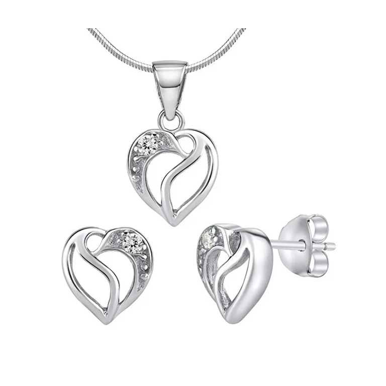 Set In Silver Jjjs659 Sparkling Heart (Earrings, Pendant)