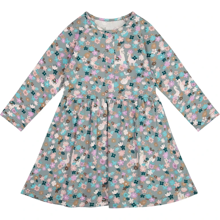 Half Button Organic Cotton Dress - Big Girl