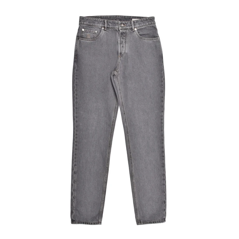 Gray Denim Five-Pocket Jeans