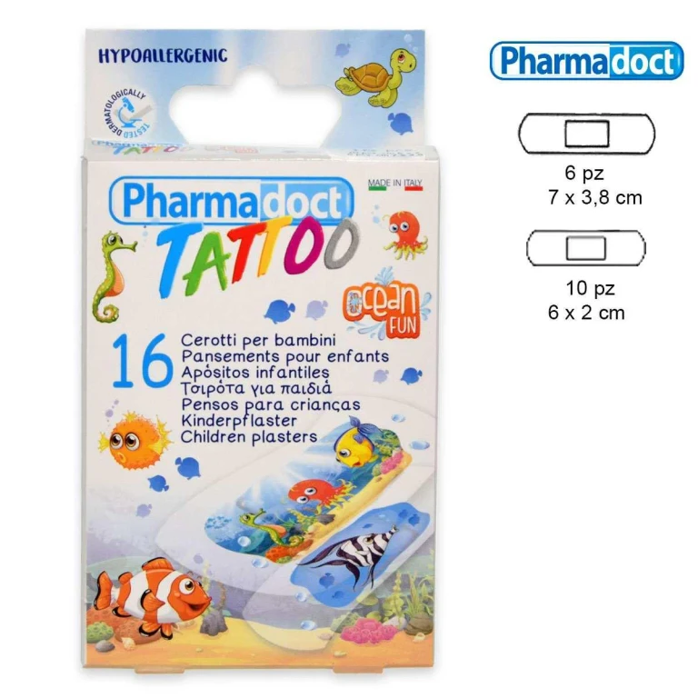 Tatuaggi temporanei Ocean Fun per bambini (16 cerotti)
