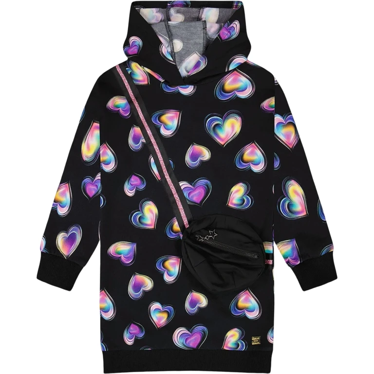 Hooded Fleece Dress with Trompe-L'Œil Bag Detail - Little Girl