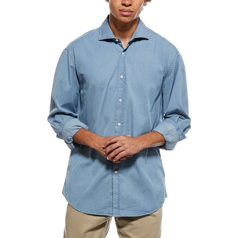 Light Blue Denim Button-Up Shirt