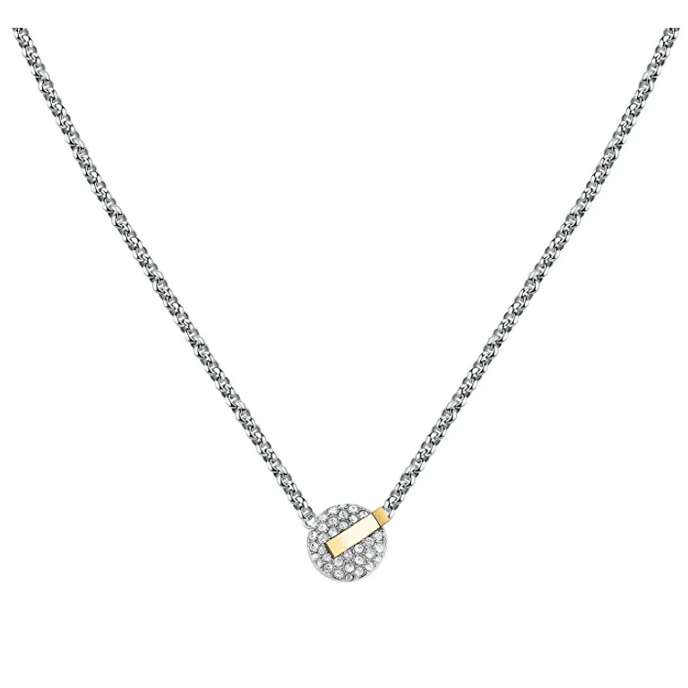 Charming Two-Tone Necklace With Crystals T-Round Tjayf05