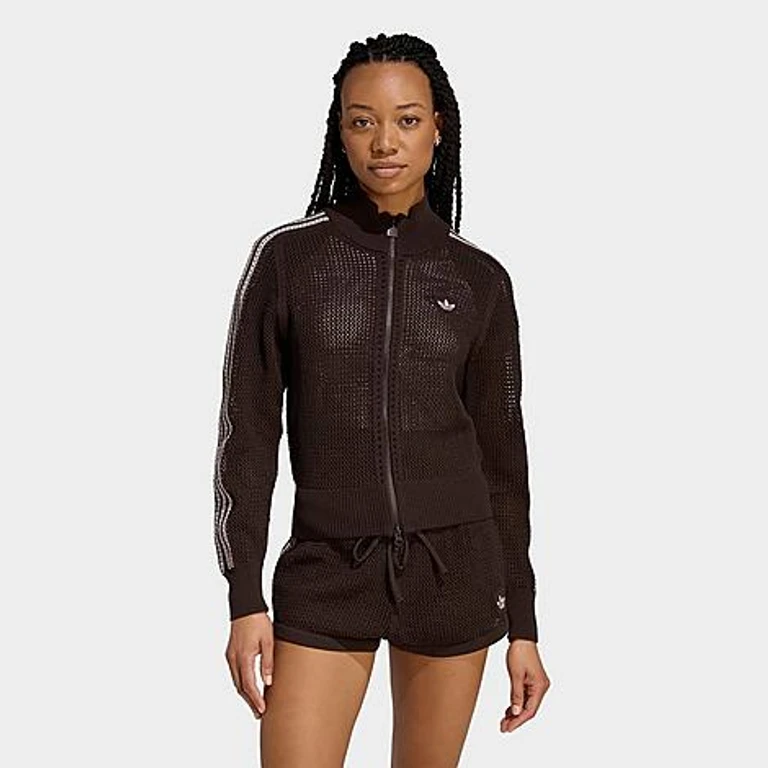 Women's Originals Knitted Crochet Firebird Track Top in Aurora Coffee Size: XXS