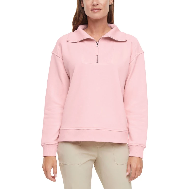 QUARTER ZIP PULLOVER - PINK XXL:- XXL, Pink