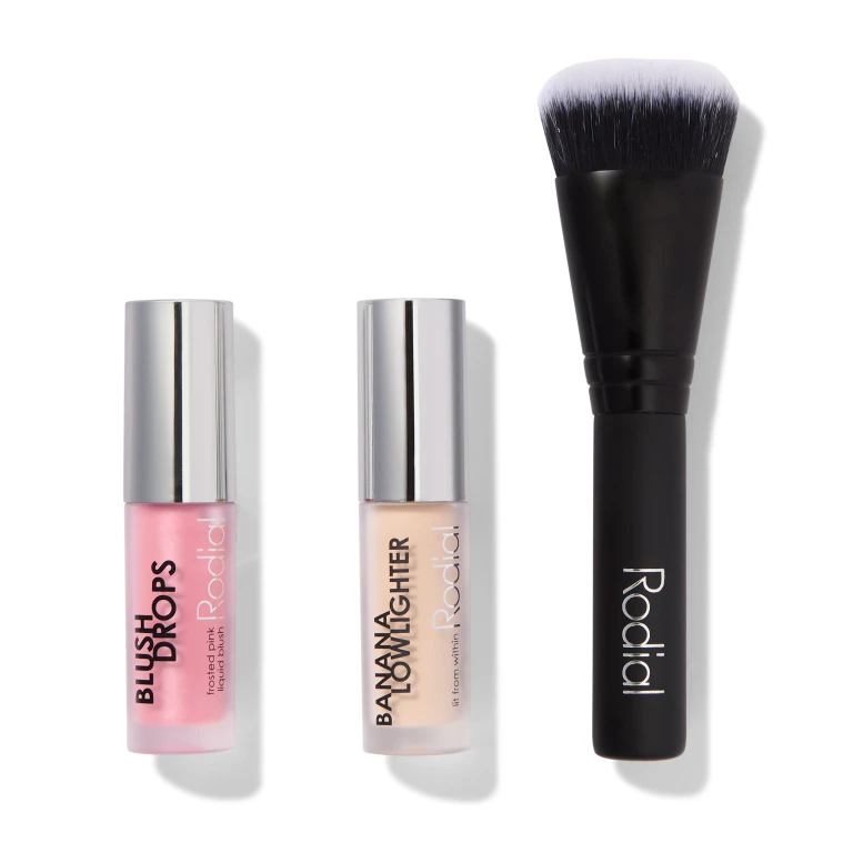 Christmas Set 2024 Rodial: Blush Drops Radiant Finish Liquid Blush Frosted Pink 15 ml + Banana Lowlighter Illuminating Liquid Highlighter for the Face