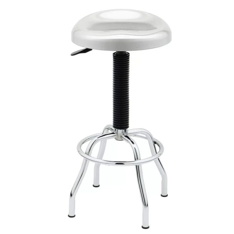 Seville Classic Contoured Stainless Steel Seat Pneumatic Adjustable Work Stool, 19' W x 25.5' to 30.25' H