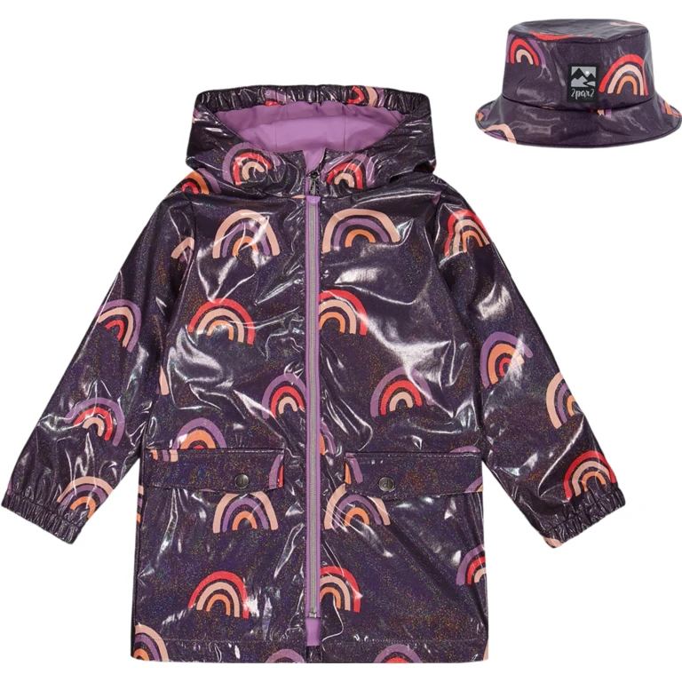 Printed Rain Coat with Hat - Little Girl