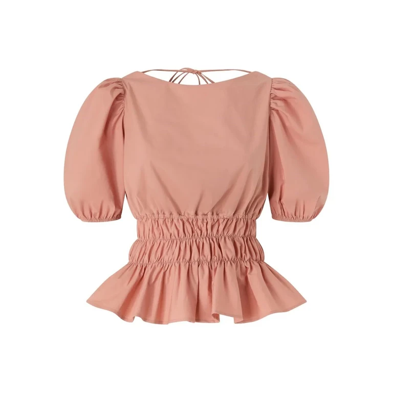 Cropped Top mit offenem Rücken und Rüsche