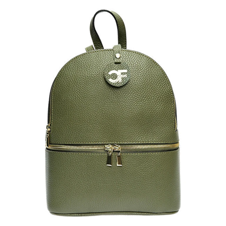 Women's Leather Backpack in verde tone
