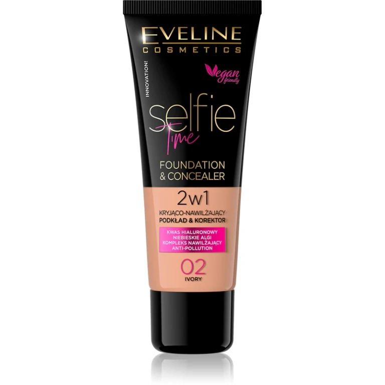 Selfie Time Foundation And Concealer 2 In 1 Color 02 Ivory 30 Ml