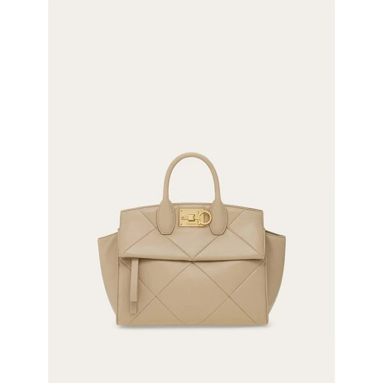 Women'S Beige Lamb Leather Bag