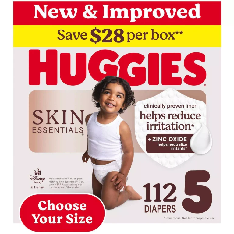 , Skin Essentials Baby Diapers, Size: 5, 27+ lbs., 112 ct.:- Size 5, 27+ lbs., 112 ct.