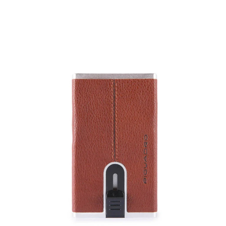Brown Leather Credit Card Holder with Sliding System and Money Clip PP4825B3R-CU Man