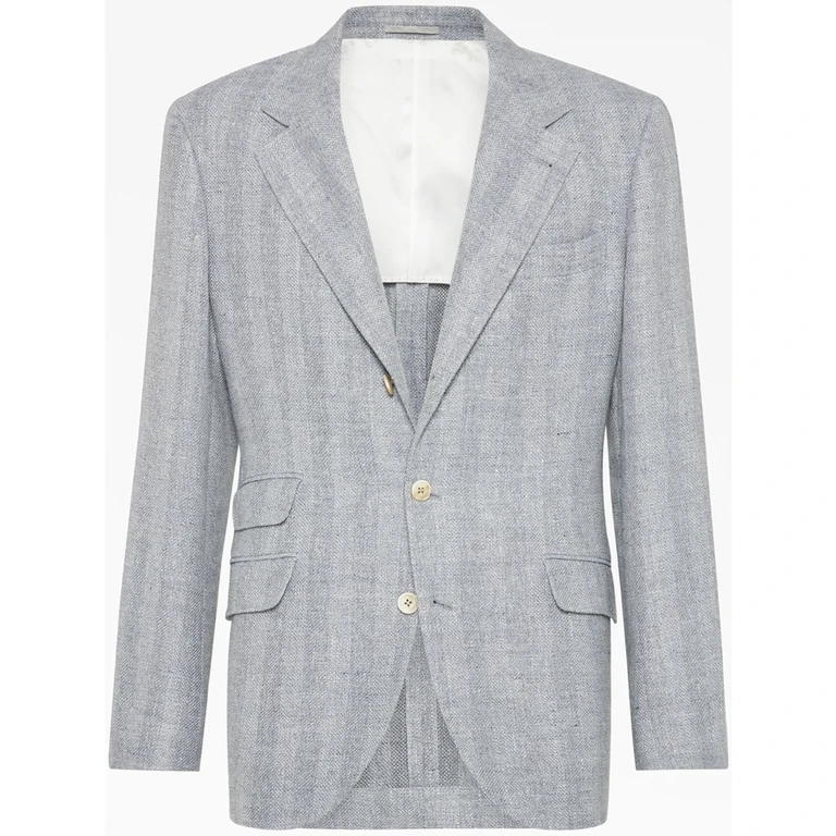 Gray Linen Silk Wool Blazer