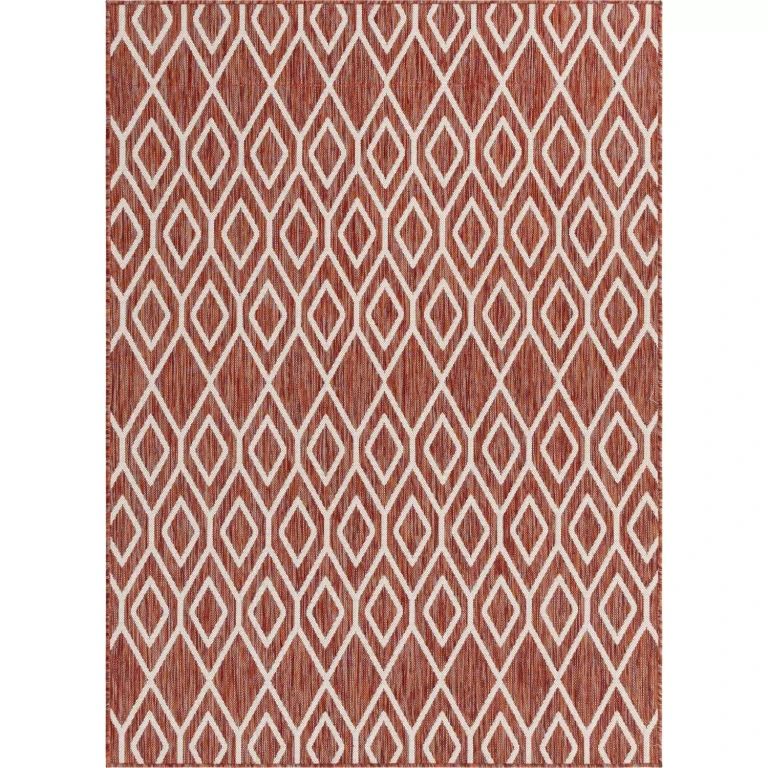 Turks and Caicos Outdoor Rug:- Rust Red, 5'3' x 8'