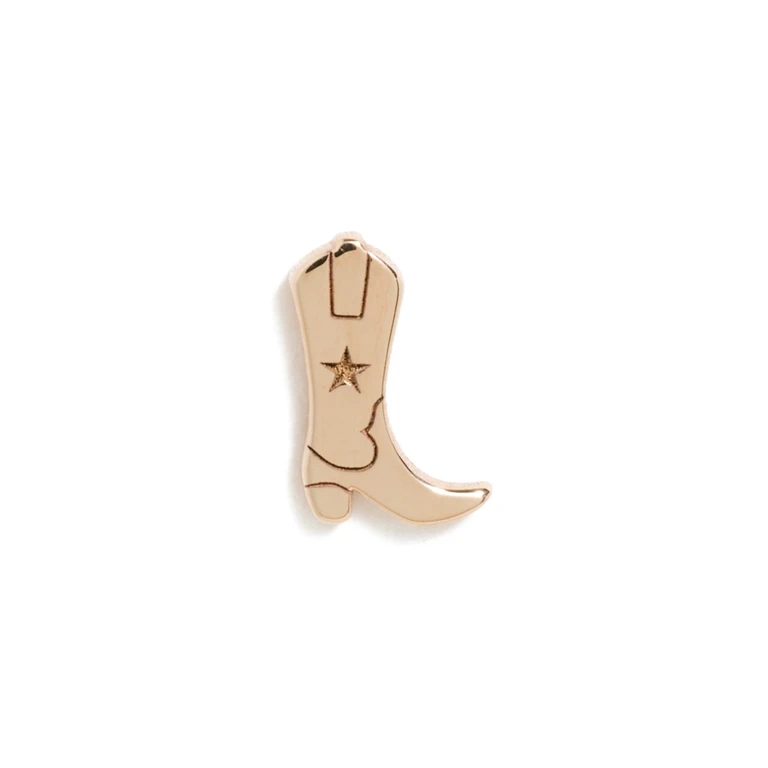 14k Single Itty Bitty Cowboy Boot Stud 14k Yellow Gold One Size