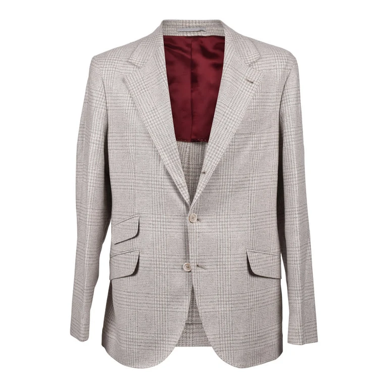 Men'S Sand Wool Blend Check Suit