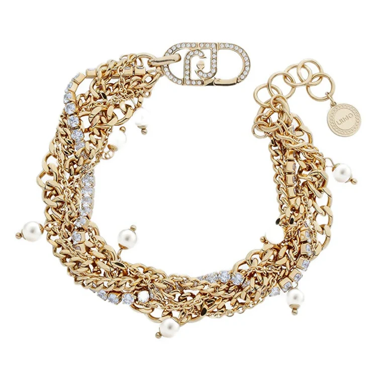 Liu Jo Multi-layer Gold-plated Bracelet with Crystals and Beads Lj3075