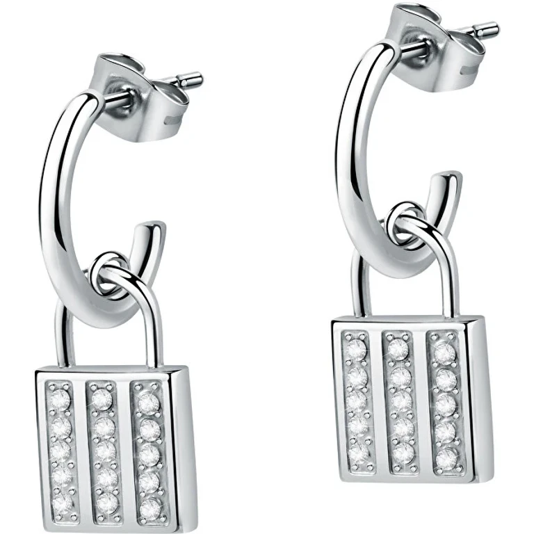 Modern Steel Earrings with Crystals Dolcevita Saub08
