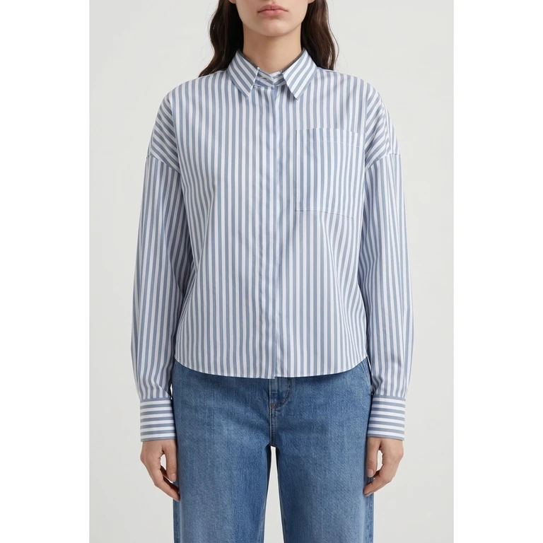 Blue Striped Cotton Silk Shirt