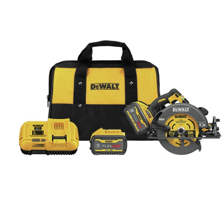 60V MAX FLEXVOLT Brushless 7-1/4 in. Cordless Circular Saw Kit with Electric Brake & (2) 9Ah Batteries and Charger