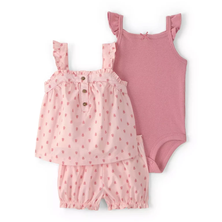 Girls 3Pc Outfit Set Pink 24M:- Pink, 24M