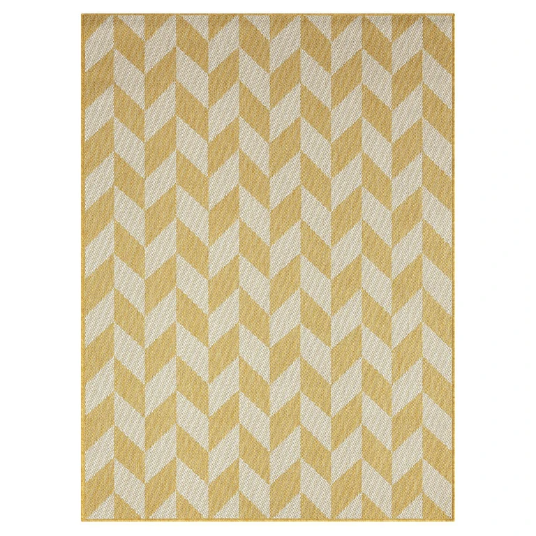 New York Patio Country Calla Contemporary Herringbone Indoor/Outdoor Area Rug - Yellow/Cream 7'9'x10'2':