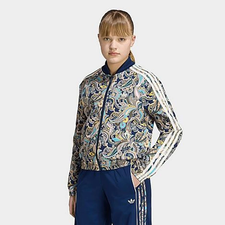 adidas Girls' Big Kids Originals Superstar Loose Cropped Paisley Track Top Size: XS