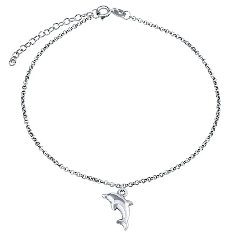 Silver Ankle Chain with Dolphin Zt151095Vsw