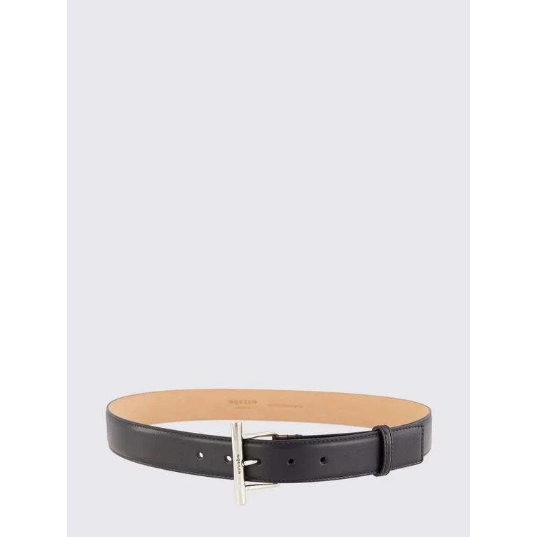 McQueen Smooth Calfskin Leather Belt with Buckle and Engraved Logo (8052051AAT21000)