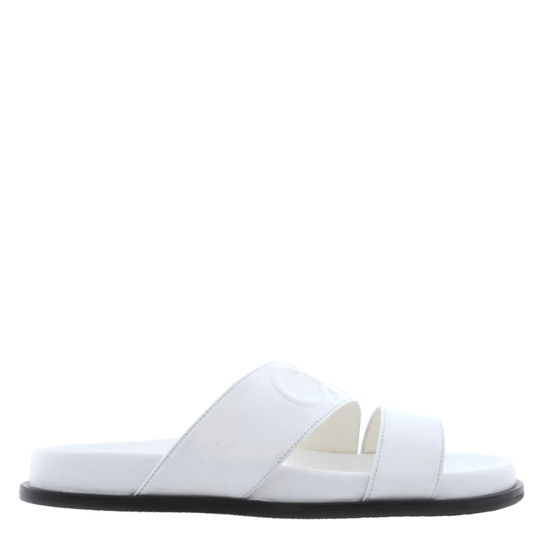 Embossed Logo Leather Slides