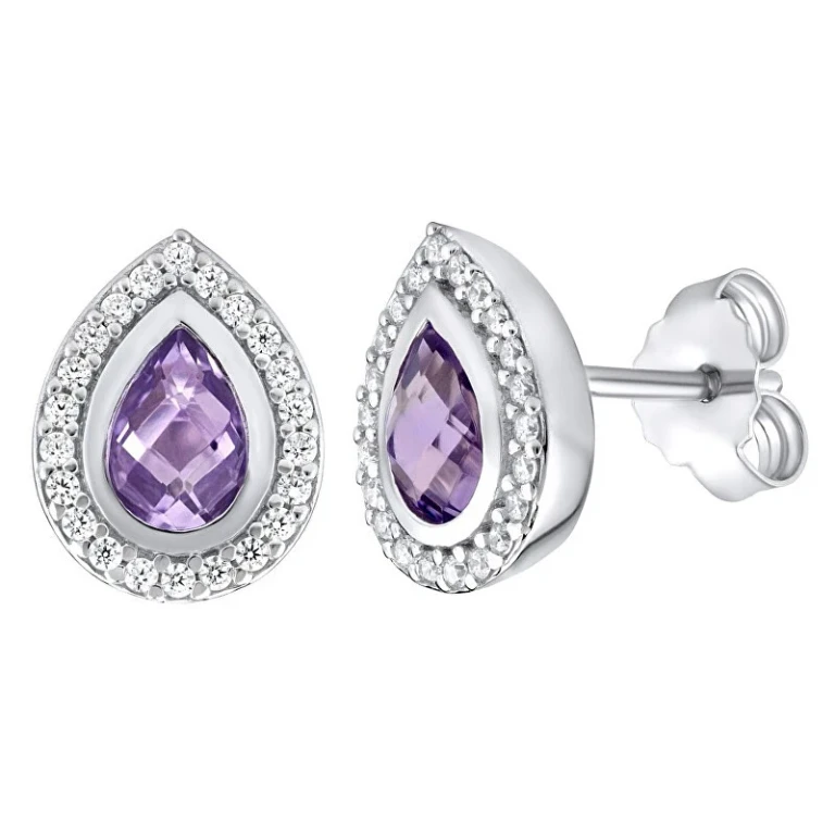Luxury Drop Earrings with Natural Amethyst Fwe9395Am