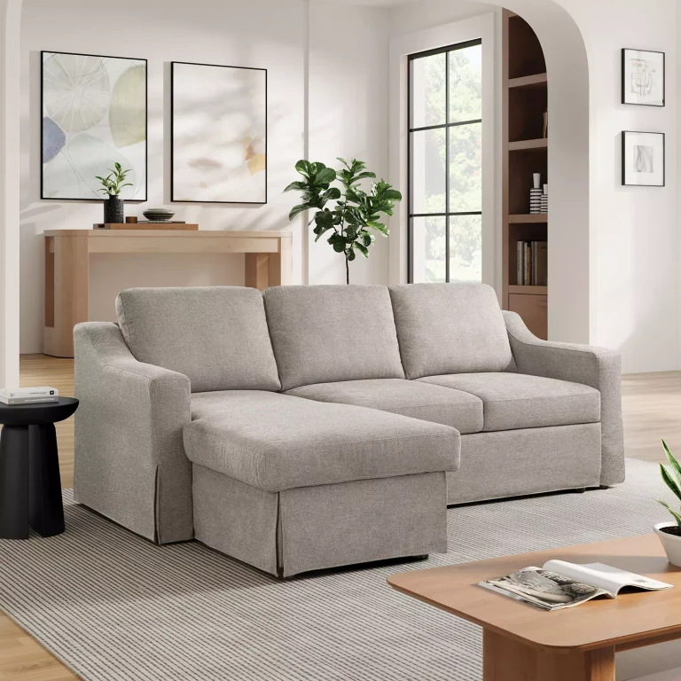 Harvard Convertible Sectional Sofa:- Flax