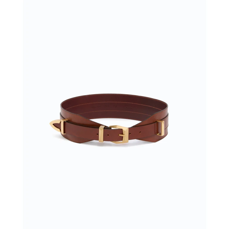 Ceinture superposée en cuir 7 cm - XS