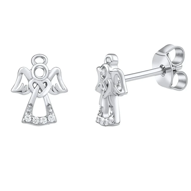 High-Quality Silver Earrings With Clear Zirconia Mw2233E