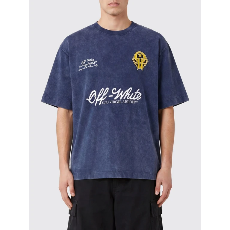 Off-White Contrasting Logo Cotton T-Shirt with Dropped Shoulders (44MAA120S26J00X4001)