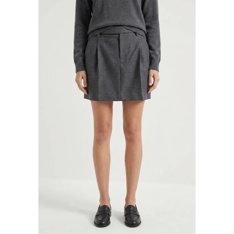 Wodark Grey Wool Pleated Skirt