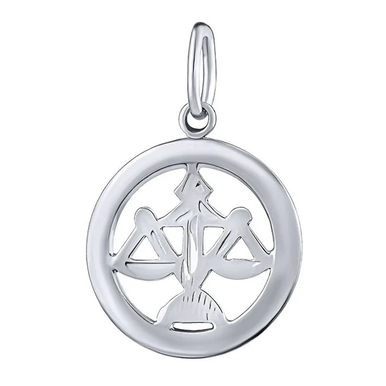 Silver Pendant Zodiac Sign Libra - Round Silvegob10283S10