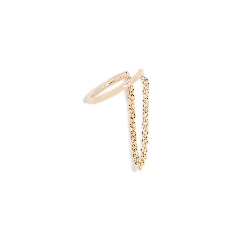14k Gold Draped Chain Ear Cuff Yellow Gold One Size