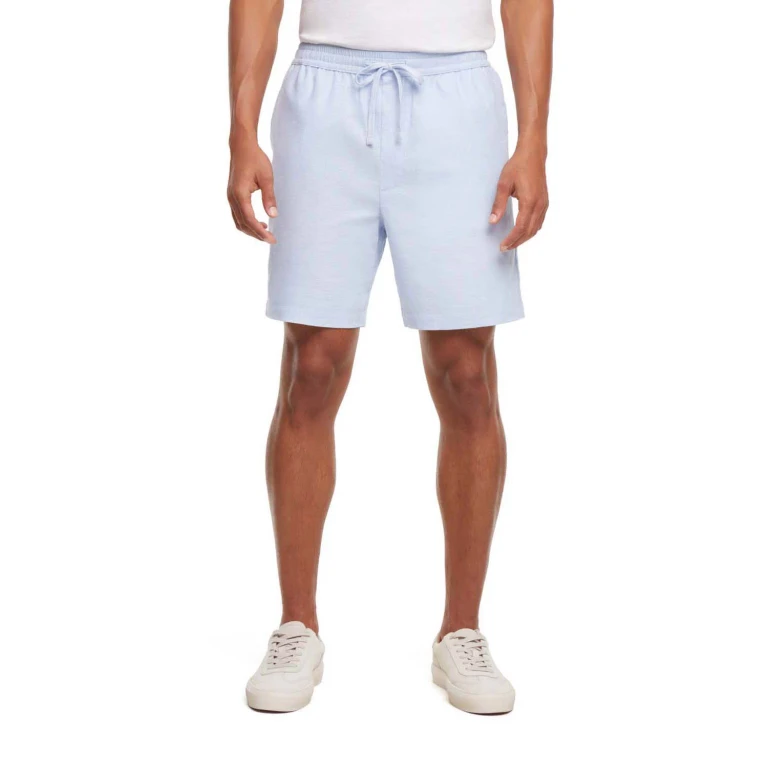 Men's Linen Pull-On Shorts Light Blue XS:- Light Blue, XS