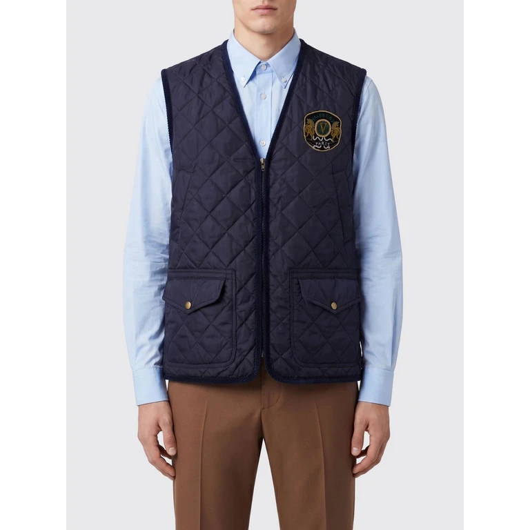 Quilted Nylon Gilet with Embroidered Shield (8V3CMB07713598)
