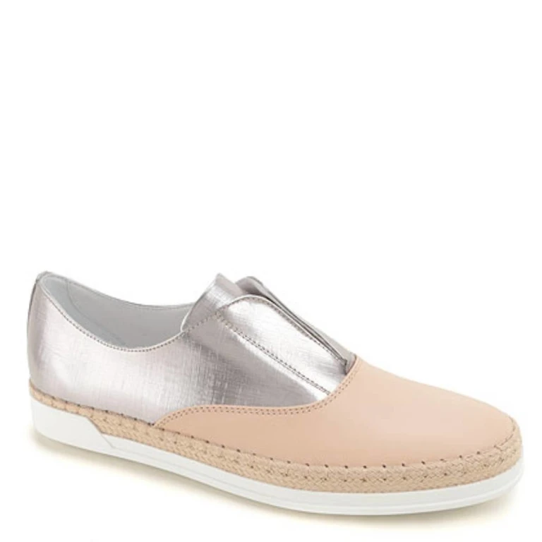 Tods Ladies Slip on Sneakers with Mettalic Effect in Light/Metal Gold
