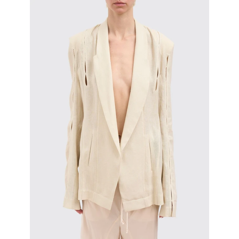 Yehuanfan Cut-Out Cropped Cashmere Blazer with Shawl Collar (N1015CREAM)