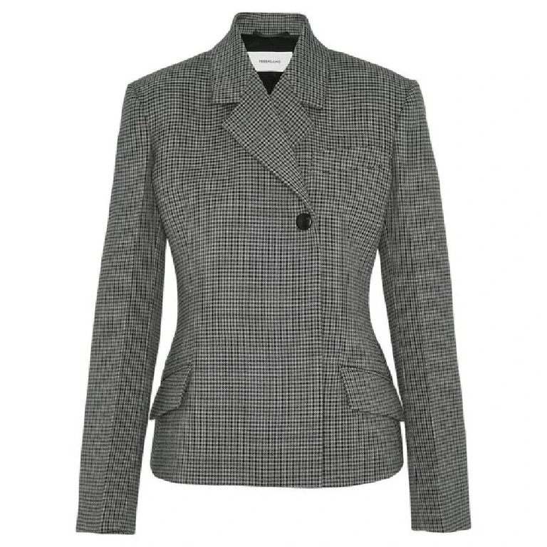 Micro Houndstooth Double Breasted Blazer