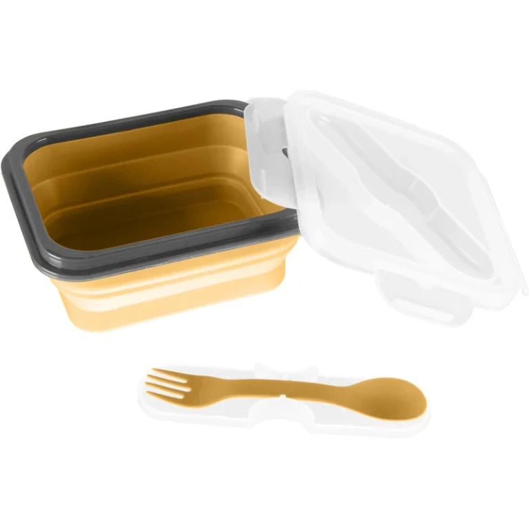 Silicone Box small cutlery set mustard yellow 15x7,5 cm