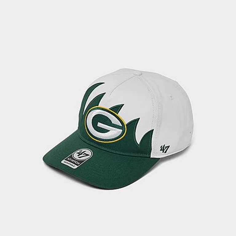 '47 Green Bay Packers NFL HITCH Jagged Snapback Hat in White/Green