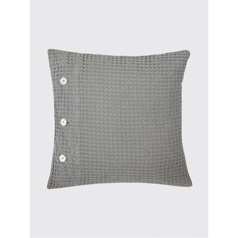 Stone Square Decorative Cushion in Waffle Cotton with Removable Cover (2024664ANTRACITE)